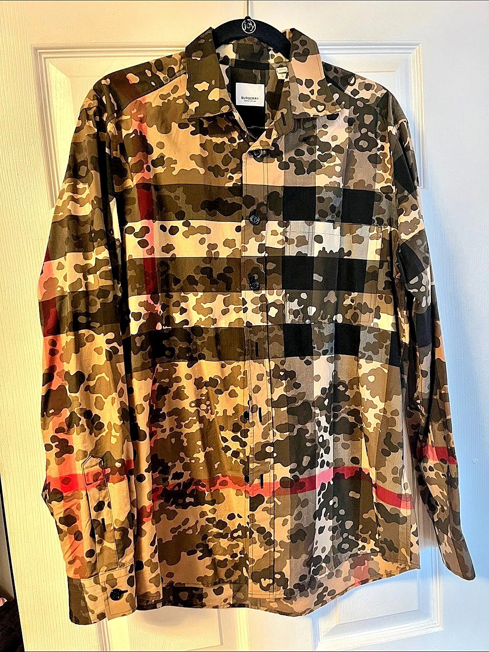 Burberry Camouflage Check Long Sleeve Shirt Brown & Black Medium